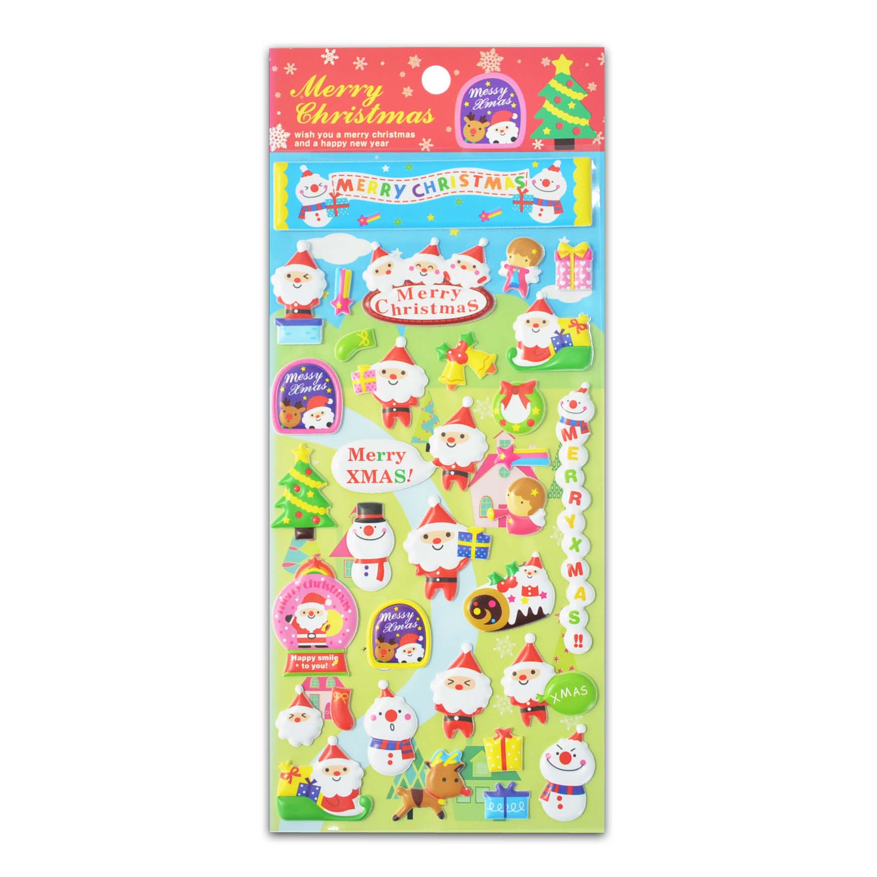 Merry Christmas Holiday And Cute Santa Claus Puffy Sticker For Decoration