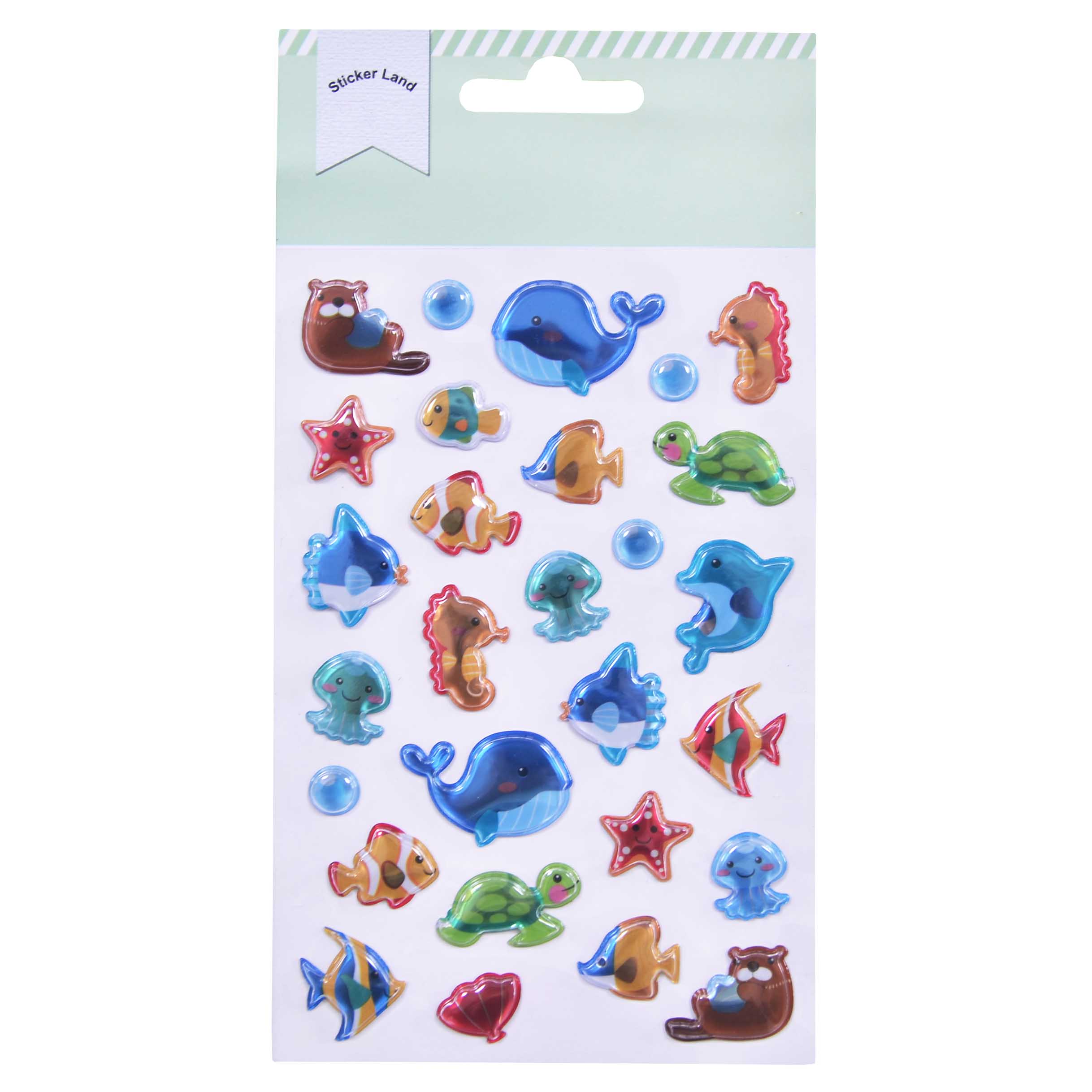 Colourful Sea Fish Whale 3D Balloon Sticker With Small Designs