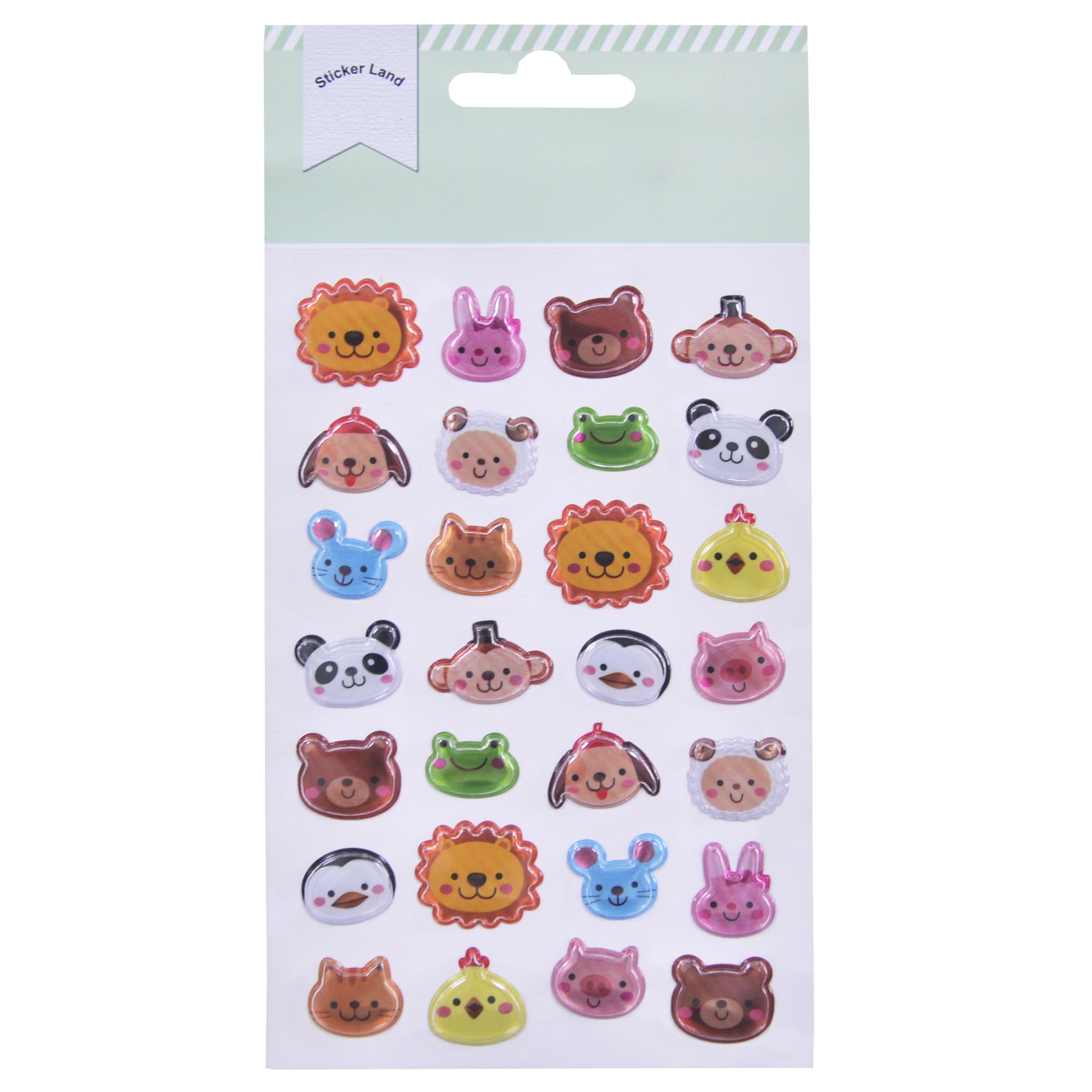 Custom 3D Blister Plastic Sticker With Smile Animals Faces