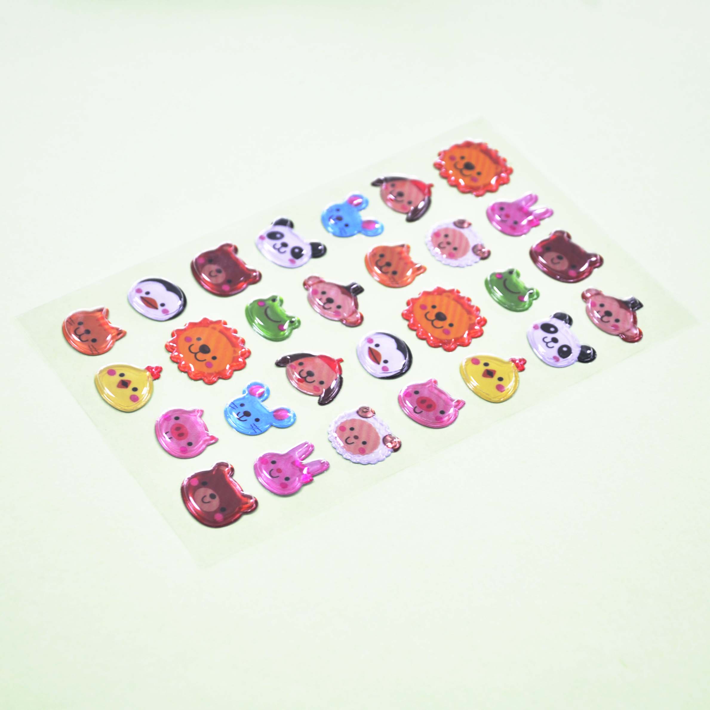 Custom 3D Blister Plastic Sticker With Smile Animals Faces