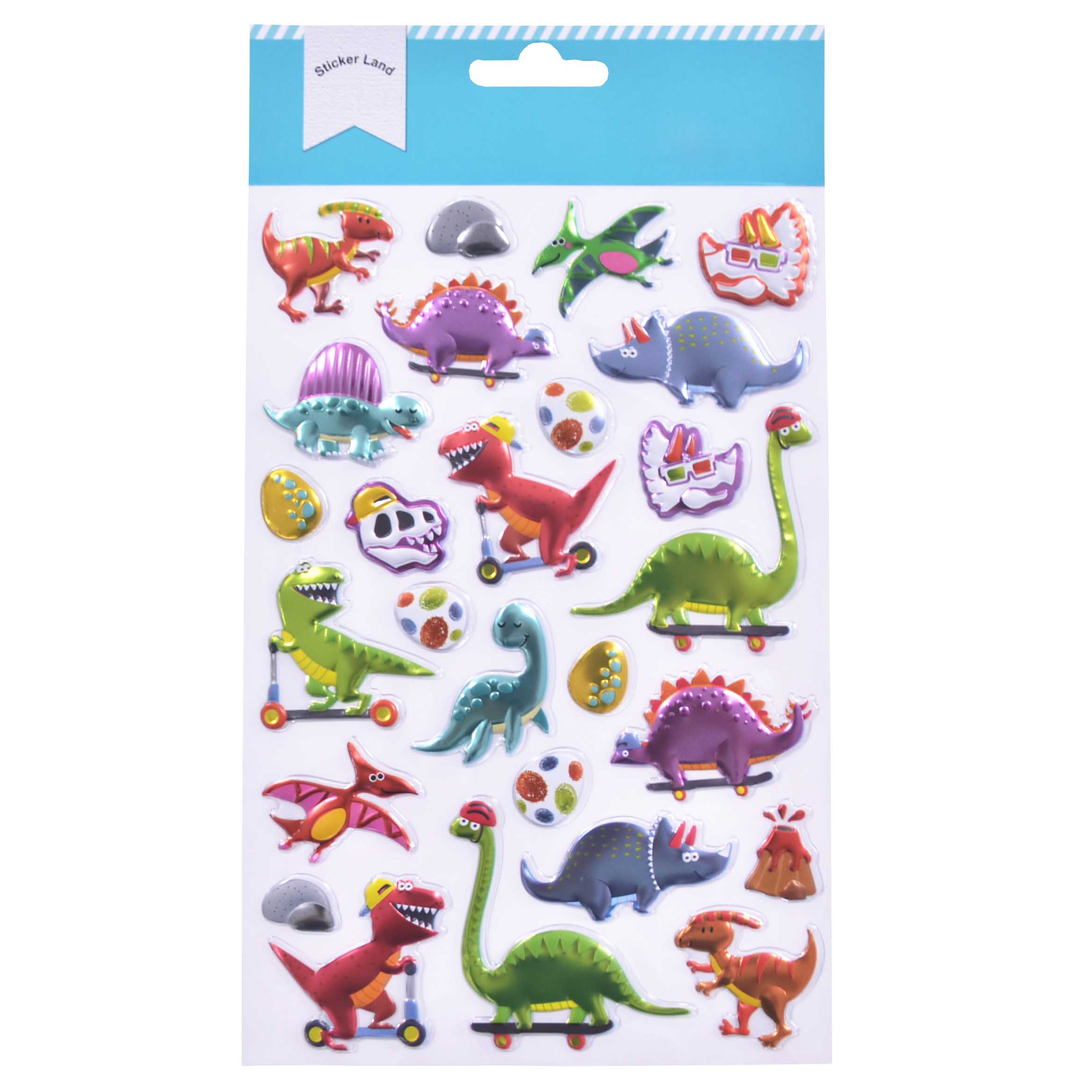 Metallic Balloon Stickers With Funny Dinosaurs Designs For Stationery Decor
