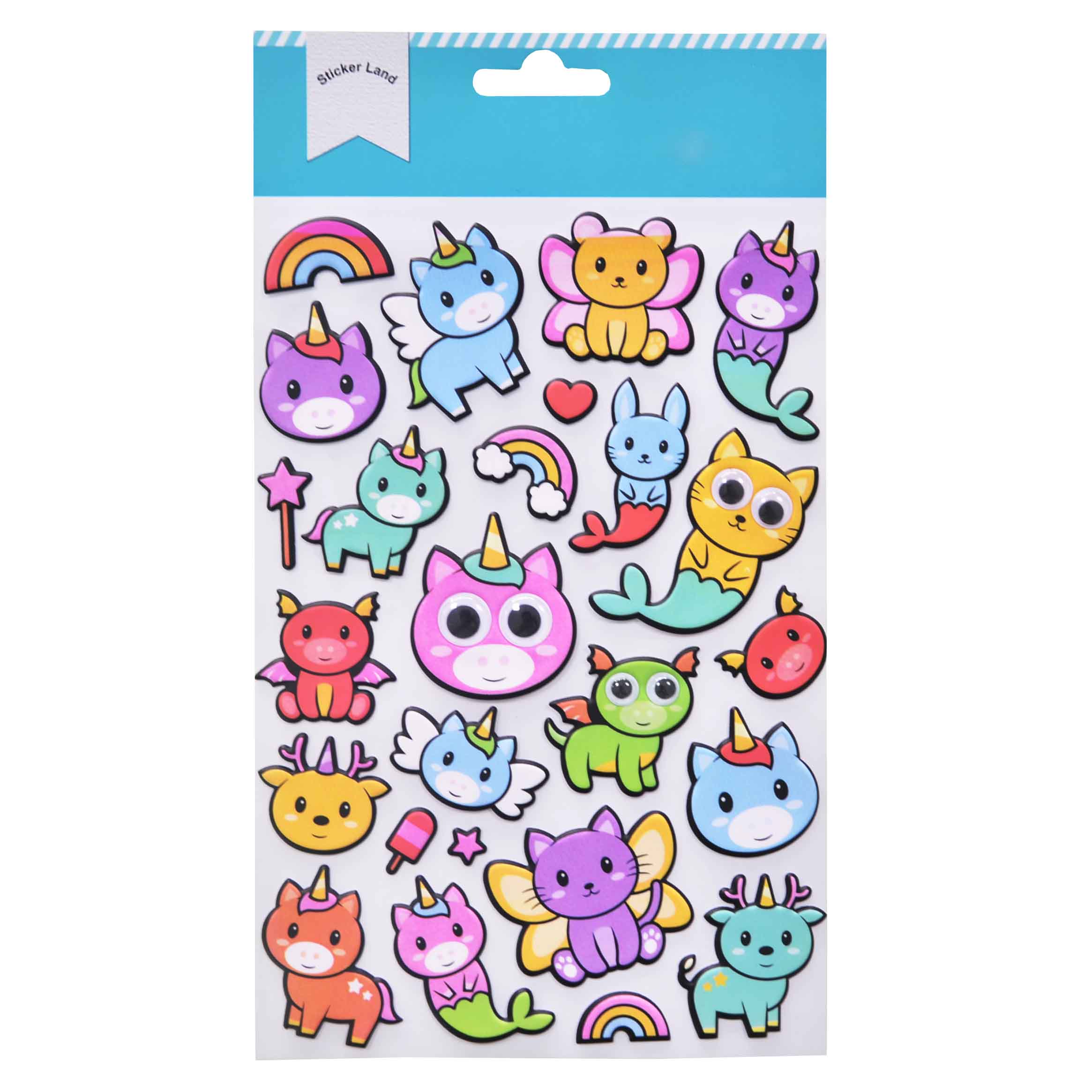 1.5mm Thick Goggle Eye Unicorns 3D Puffy Stickers Manufacturer