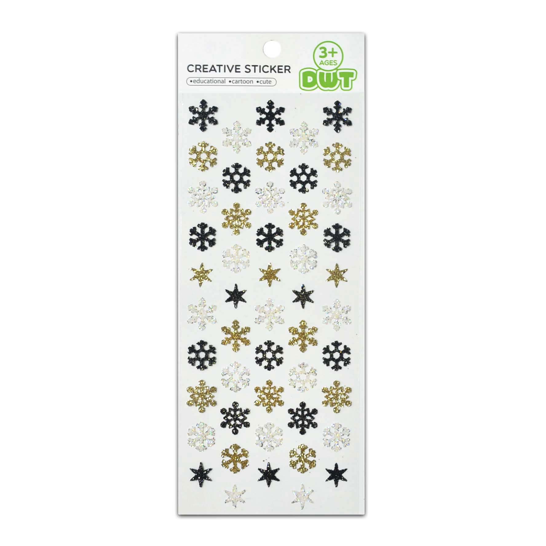 Black And Golden Colour Snow Designs Glitter Stickers For Window Decor