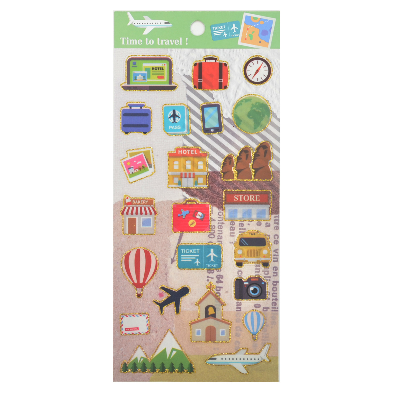 Sparkly Travel Time Vinyl Stickers To Decor Your Luggage