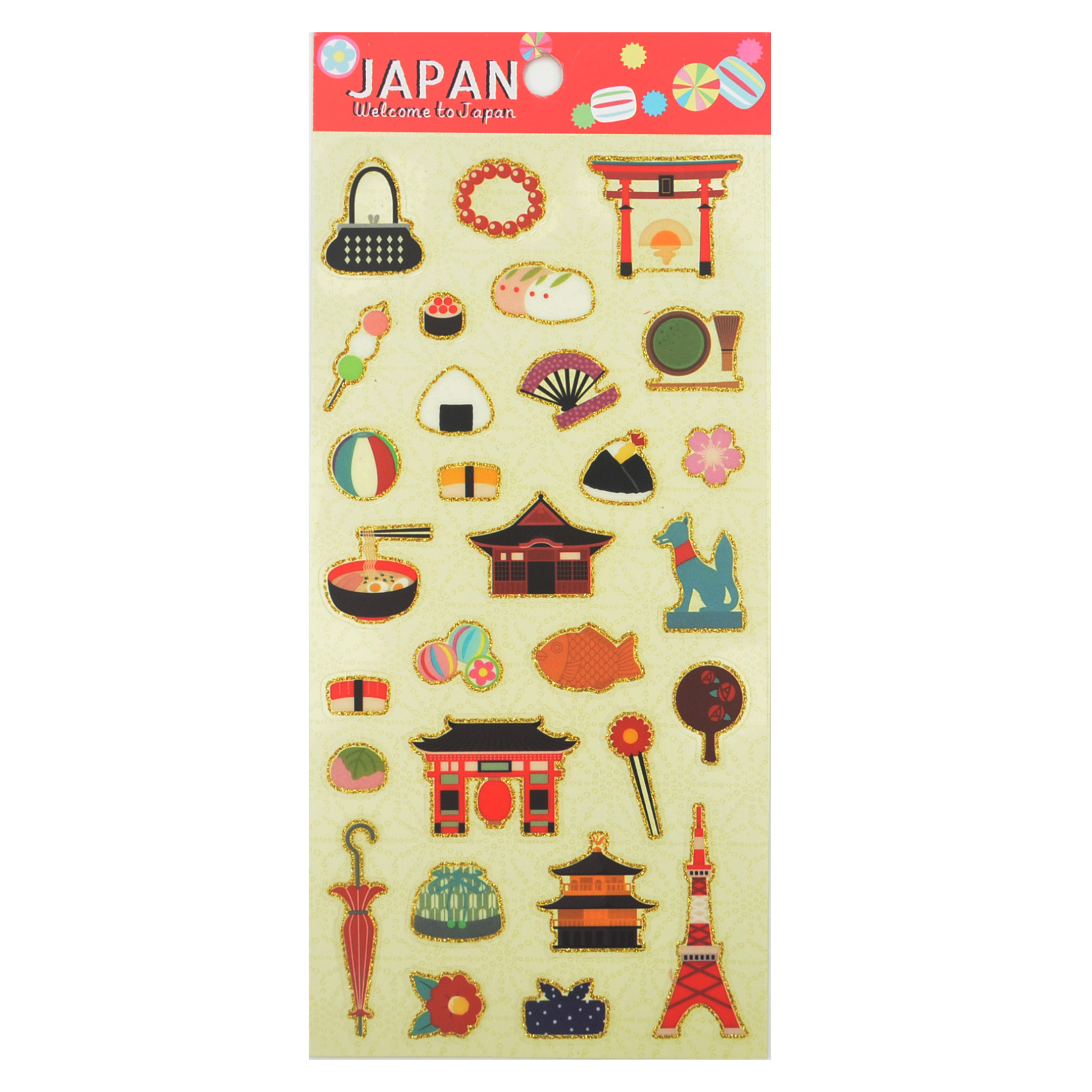 Japanese Culture Design Vinyl With Glitter Stickers For Souvenir