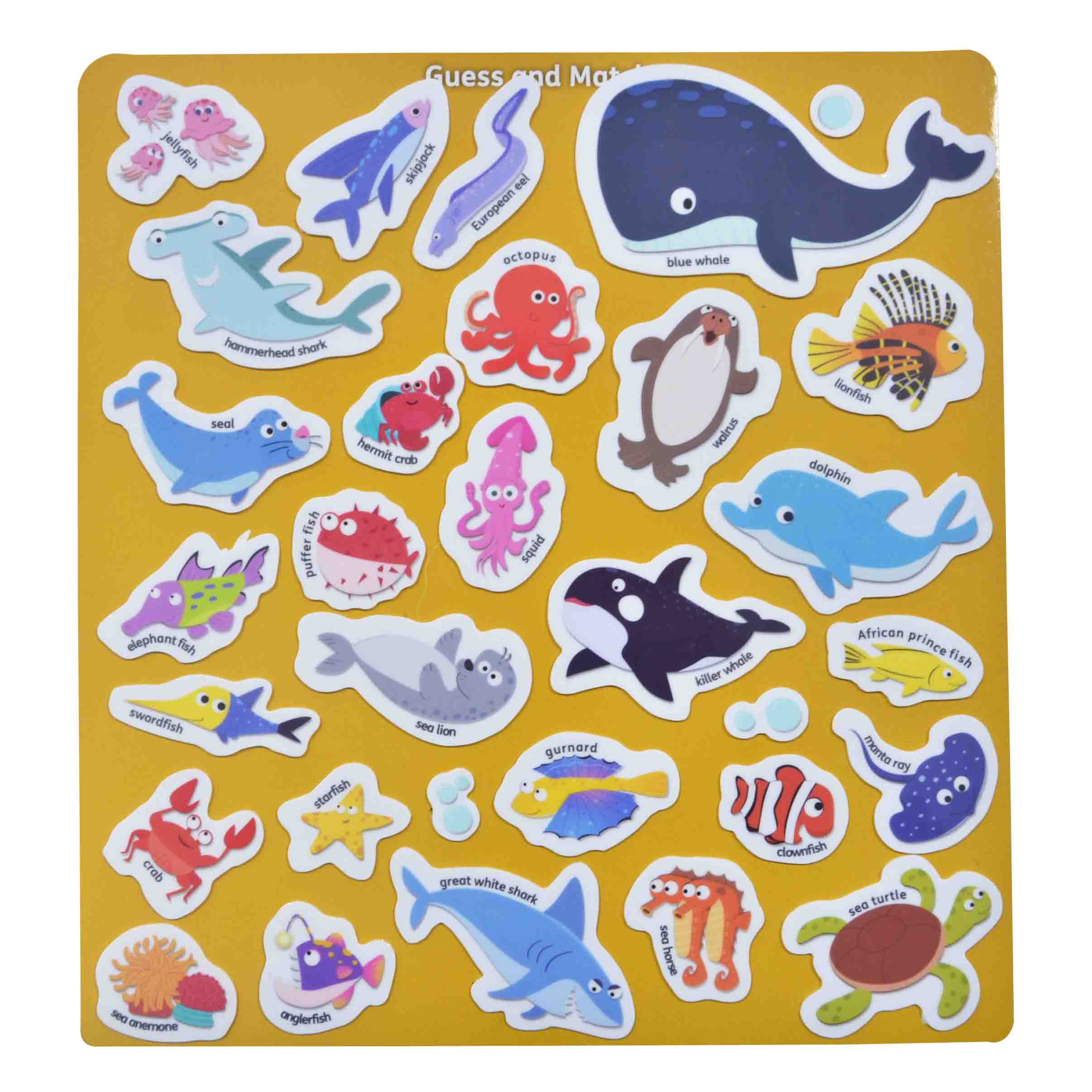 No Glue Electrostatic Reusable Silicon Sticker Ocean Animals Play Board