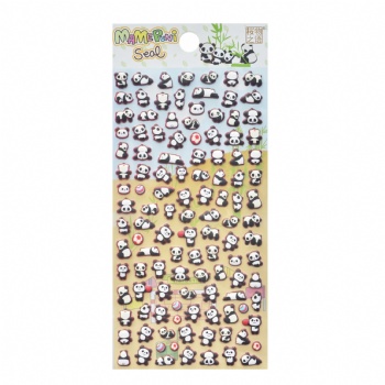Happy Panda Play Football Small Decoration Puffy Stickers