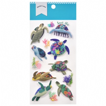 Custom Novelty Handwork Turtle Stickers With Paper Foam And Epoxy