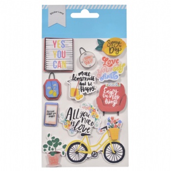 Printed Paper Card 2 Layers Handwork Stickers Enjoy The Day Spirit