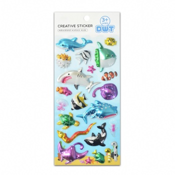Sea World Animals Shark And Whale 3D Blister PVC Stickers Manufacturer