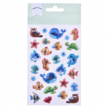 Colourful Sea Fish Whale 3D Balloon Sticker With Small Designs