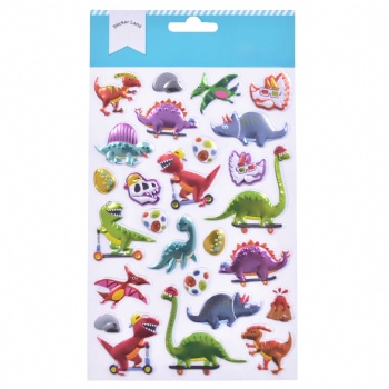 Metallic Balloon Stickers With Funny Dinosaurs Designs For Stationery Decor