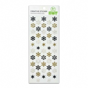 Black And Golden Colour Snow Designs Glitter Stickers For Window Decor