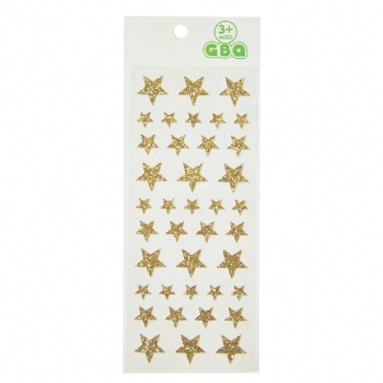 Customized Sparkly Gold Color Vinyl Stickers With Star Designs