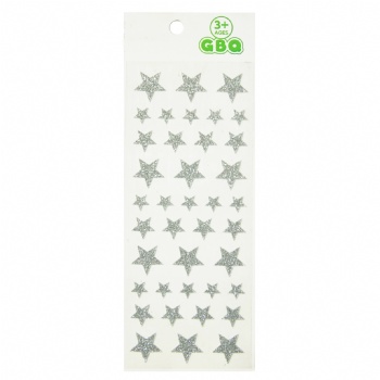 39pcs Silver Stars Removable Glitter Stickers Eco-friendly For Kids