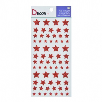 Sparkly Sticker Manufacturer Red Glitter And Stars Design For Decor