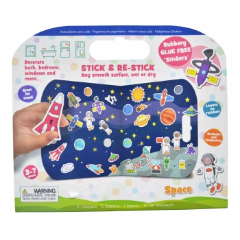 Novelty 1mm Thick Reusable Sticker Play Board With Colourful Space Design For Boys